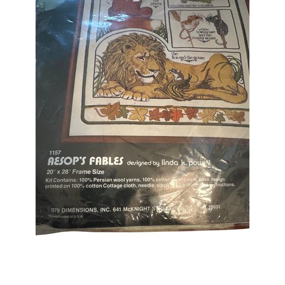 Vintage 1979 Dimensions Crewel Aesop's Fables Needlepoint Craft Kit 20 x 28" - Picture 3 of 4